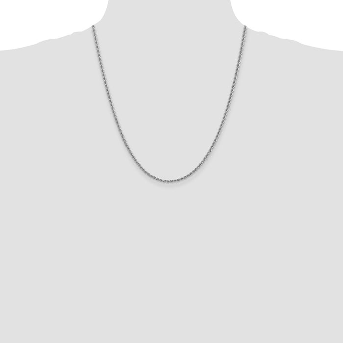 High-Quality 14K White Gold 22-Inch 2.5mm Rope Chain - Stylish & Affordable!-4