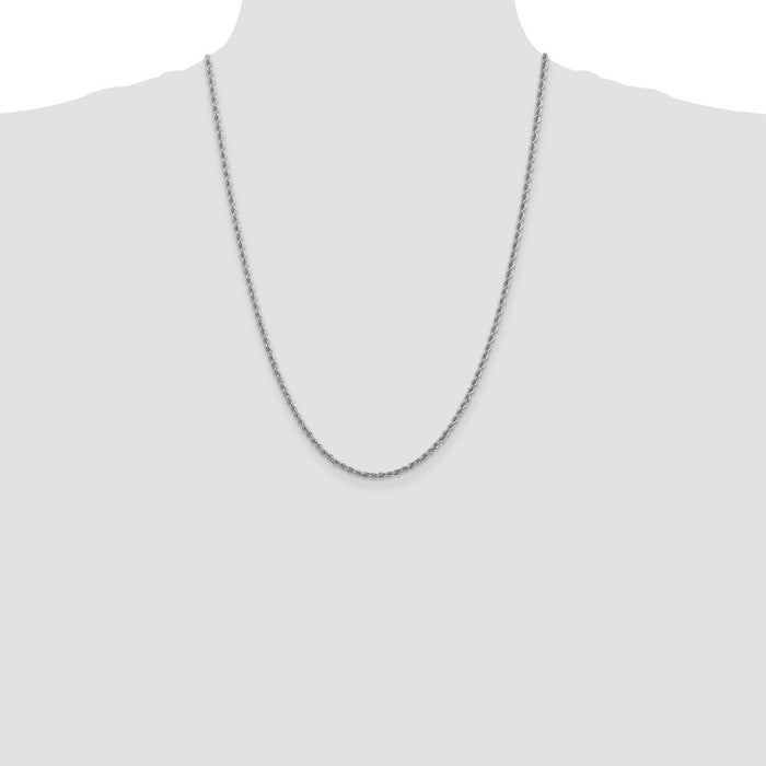 Buy Stylish 14K White Gold 24-Inch 2.5mm Rope Chain | Luxury Lobster Clasp-4