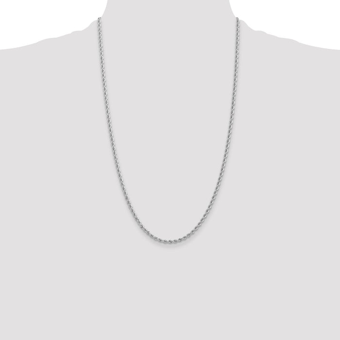 Shop Stylish 14K White Gold 26-Inch 2.75mm Classic Rope Chain - Luxury Value!-4