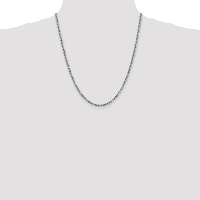 Shop Stylish 14K White Gold 22-Inch 3mm Classic Rope Chain - Luxury Jewelry!-4