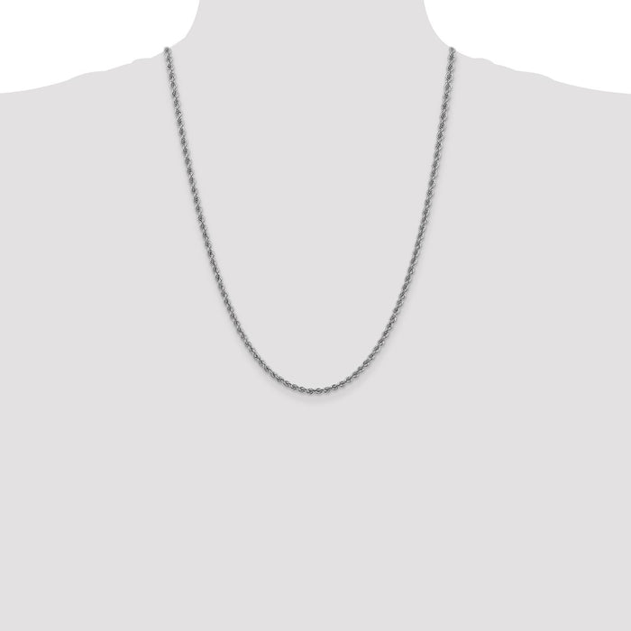 High-Quality 24-Inch 3mm 14K White Gold Rope Chain - Stylish & Affordable-4