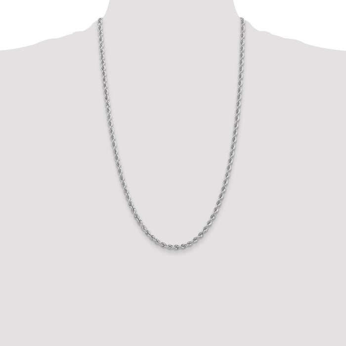 Buy Stylish 14K White Gold 26-Inch 3mm Rope Chain - Luxury Lobster Clasp-4