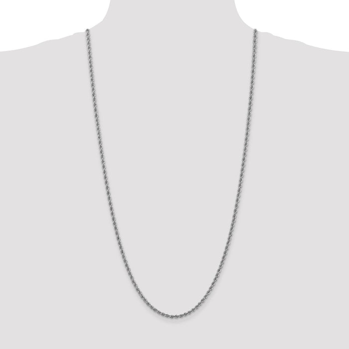 Shop Stylish 14K White Gold 30-Inch 3mm Classic Rope Chain with Lobster Clasp-4