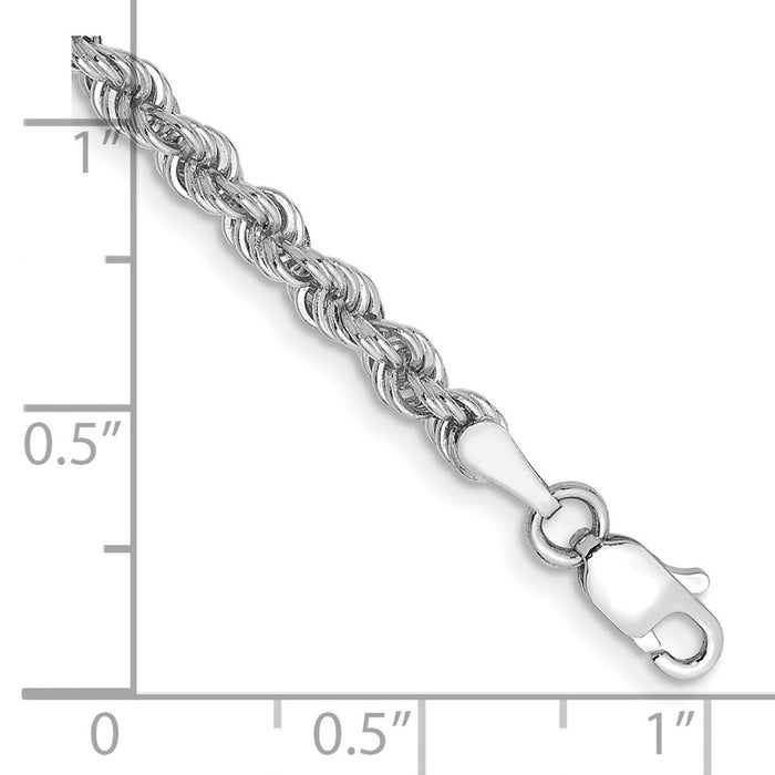 Buy 14K White Gold 7-Inch 3mm Classic Rope Chain - Stylish & Durable Design-2