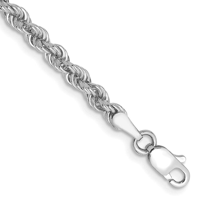 Buy 14K White Gold 7-Inch 3mm Classic Rope Chain - Stylish & Durable Design-1