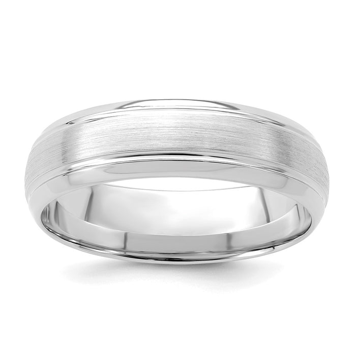 High-Quality 14K White Gold 6mm Wedding Band - Stylish Comfort Fit, Size 13.5-1