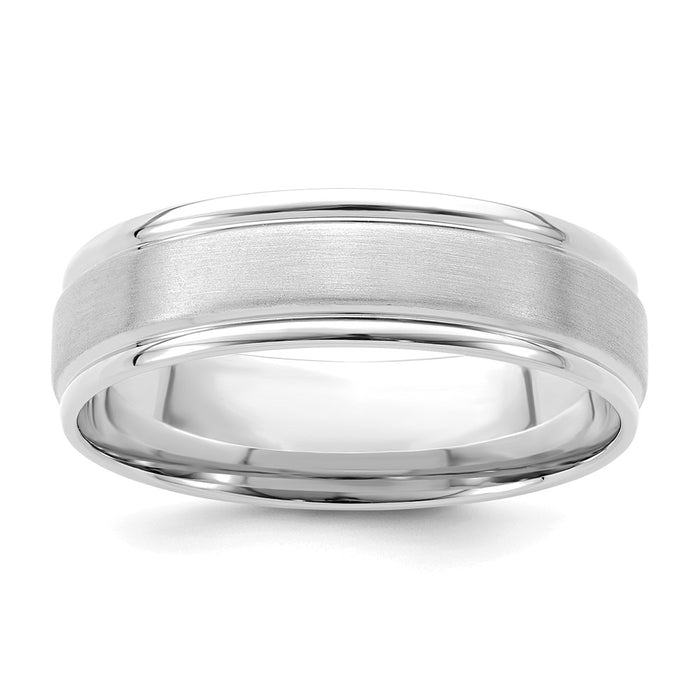Exclusive 14K White Gold 6mm Wedding Band - Stylish Comfort Fit, Size 7-1