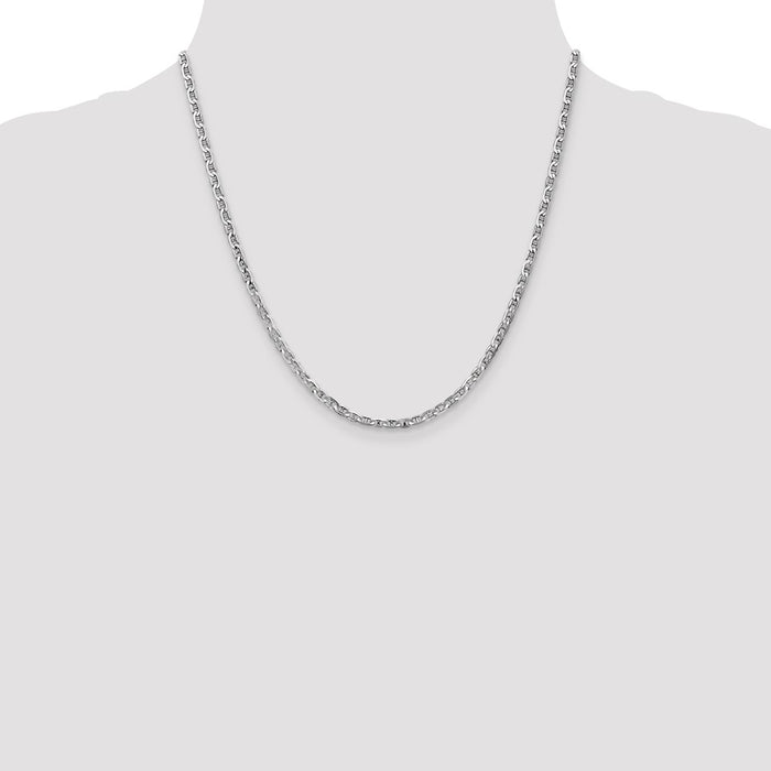 Exclusive 14K White Gold 20-Inch 3mm Concave Anchor Chain - Stylish & Durable-4