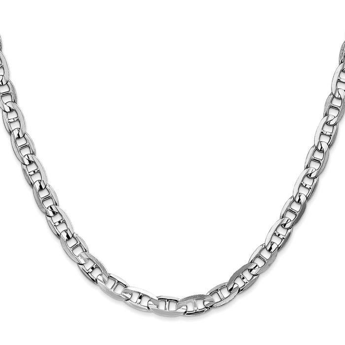 Buy Stylish 14K White Gold 18-Inch 5.25mm Concave Anchor Chain, Lobster Clasp-2