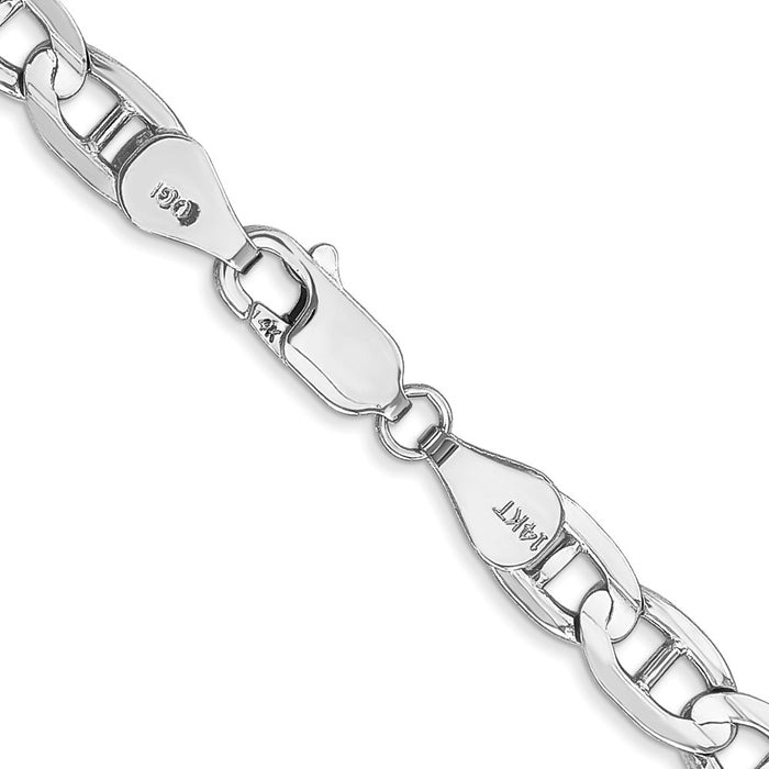 Shop Stylish 14K White Gold 22-Inch 5.25mm Concave Anchor Chain, Luxury Value!-3