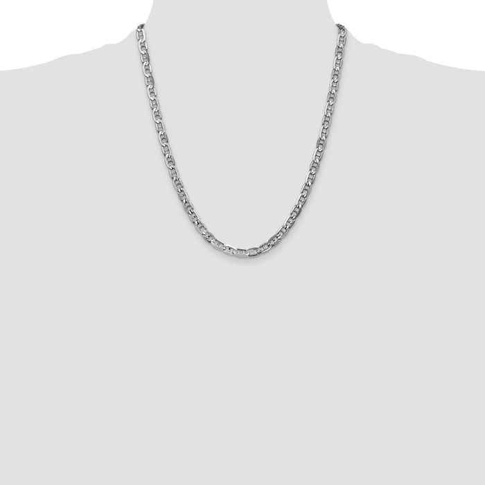 Shop Stylish 14K White Gold 22-Inch 5.25mm Concave Anchor Chain, Luxury Value!-4