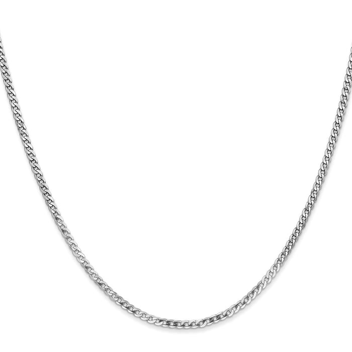 High-Quality 14K White Gold 2.2mm Curb Link Chain - Stylish Luxury Jewelry-2