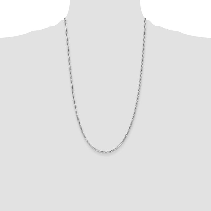Buy 14K White Gold 2.2mm Flat Beveled Curb Link Chain - Stylish Luxury Jewelry-4