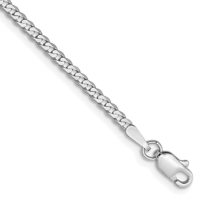 Exclusive 14K White Gold 2.2mm Flat Beveled Curb Chain Necklace - Stylish Value-1