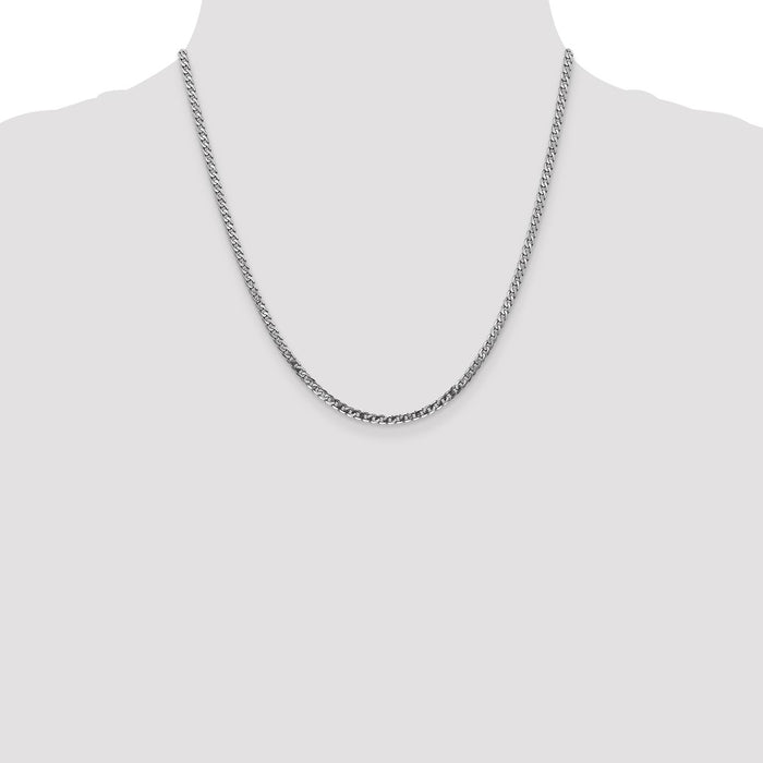High-Quality 14K White Gold 20" 2.9mm Beveled Curb Chain - Stylish & Affordable-4