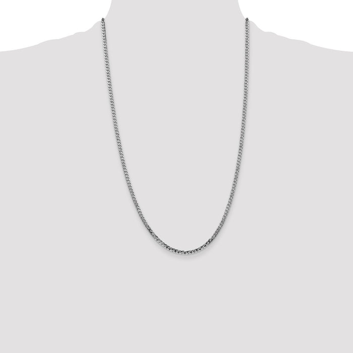 High-Quality 14K White Gold 26-Inch Curb Chain - Stylish 2.9mm Design-4