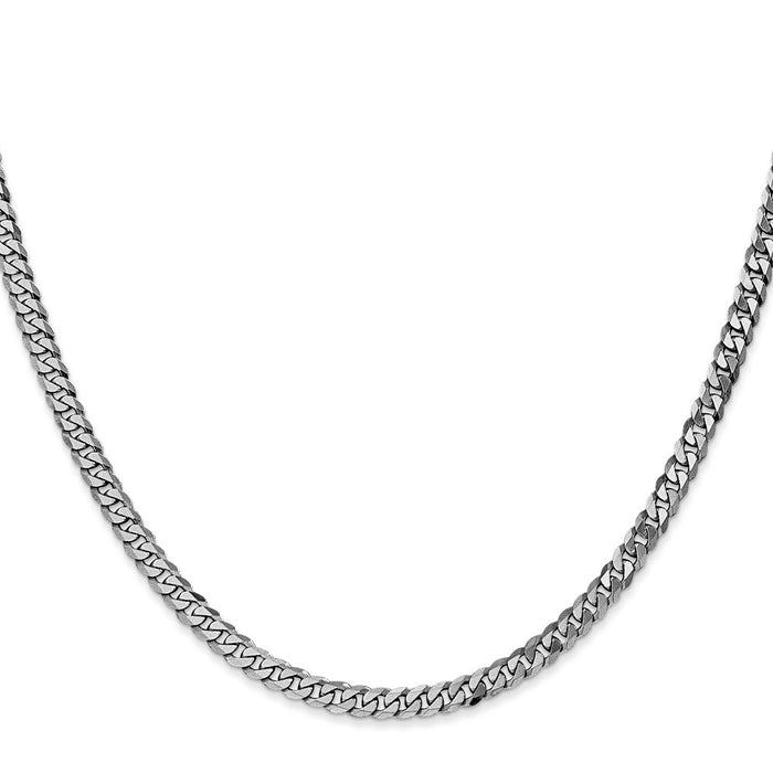 Buy Stylish 14K White Gold 24-Inch Flat Beveled Curb Chain - 3.9mm, Luxury!-2