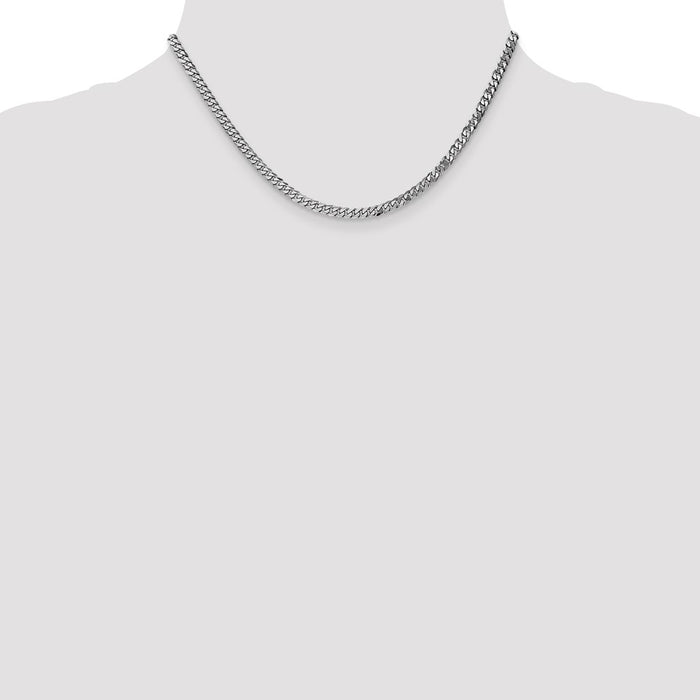 Buy Stylish 14K White Gold 16-Inch 3.9mm Beveled Curb Chain - Luxury Design!-4