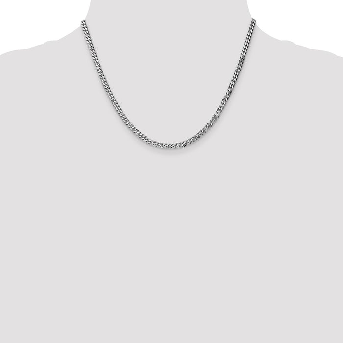 Buy Stylish 14K White Gold 18-Inch Flat Beveled Curb Chain - 3.9mm, Luxury Design-4
