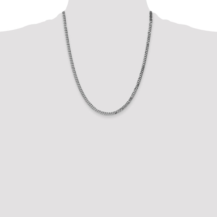 Buy 14K White Gold 22" Flat Beveled Curb Chain - 3.9mm Luxury Design-4