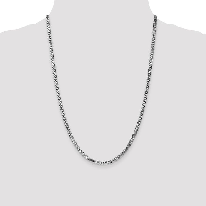 Buy Stylish 14K White Gold 24-Inch Flat Beveled Curb Chain - 3.9mm, Luxury!-4
