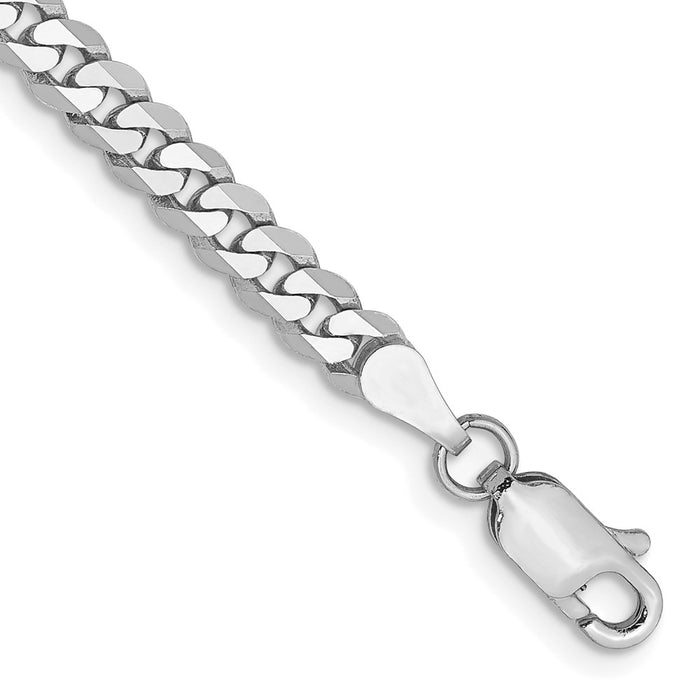 Buy Exclusive 14K White Gold 7-Inch 3.9mm Flat Beveled Curb Bracelet-1