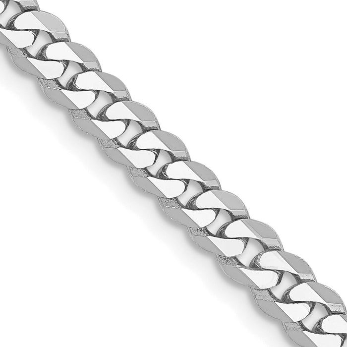 Buy Stylish 14K White Gold 18-Inch Flat Beveled Curb Chain - 3.9mm, Luxury Design-1