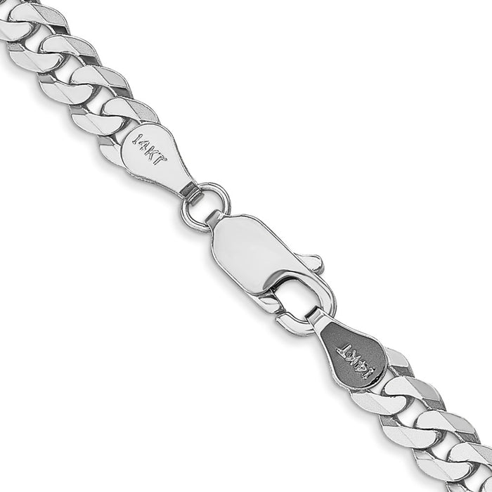 High-Quality 14K White Gold 26-Inch 4.75mm Beveled Curb Chain - Stylish Value!-3