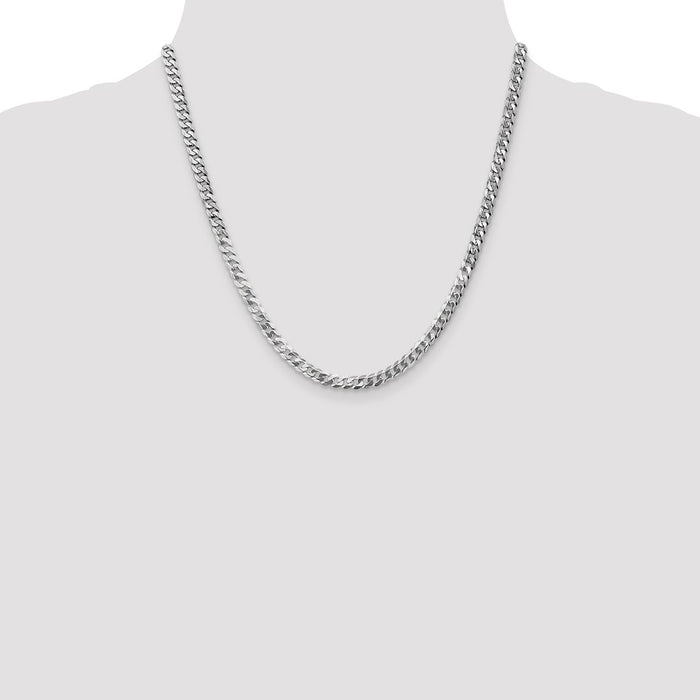 Exclusive 20-Inch 14K White Gold Flat Beveled Curb Chain - Stylish & Affordable-4