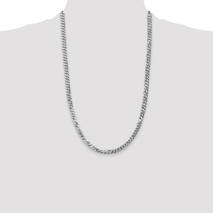 High-Quality 14K White Gold 26-Inch 4.75mm Beveled Curb Chain - Stylish Value!-4