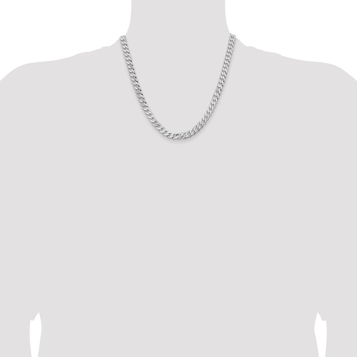 Shop Stylish 14K White Gold 20-Inch 7.25mm Curb Chain - Luxury at Great Value-4
