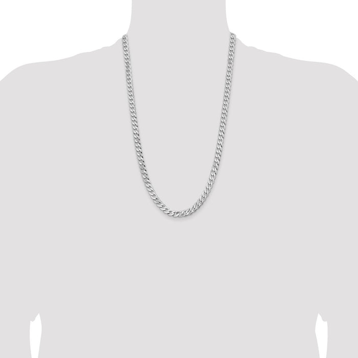High-quality 14K White Gold 26-Inch 7.25mm Curb Chain - Stylish Value Buy!-4