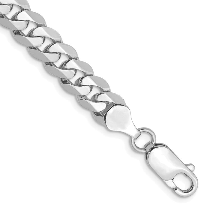 High-Quality 14K White Gold 8-Inch Curb Bracelet | Stylish 7.25mm Links-1