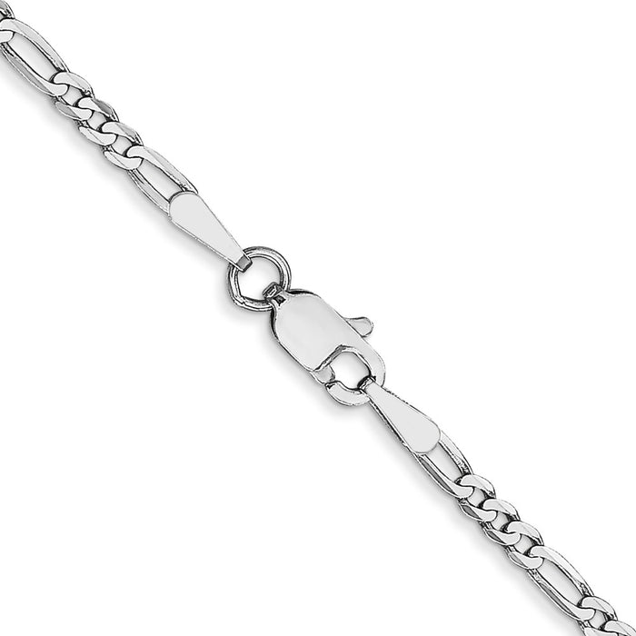 Exclusive 14K White Gold 24-Inch Flat Figaro Chain - Stylish & Affordable-3