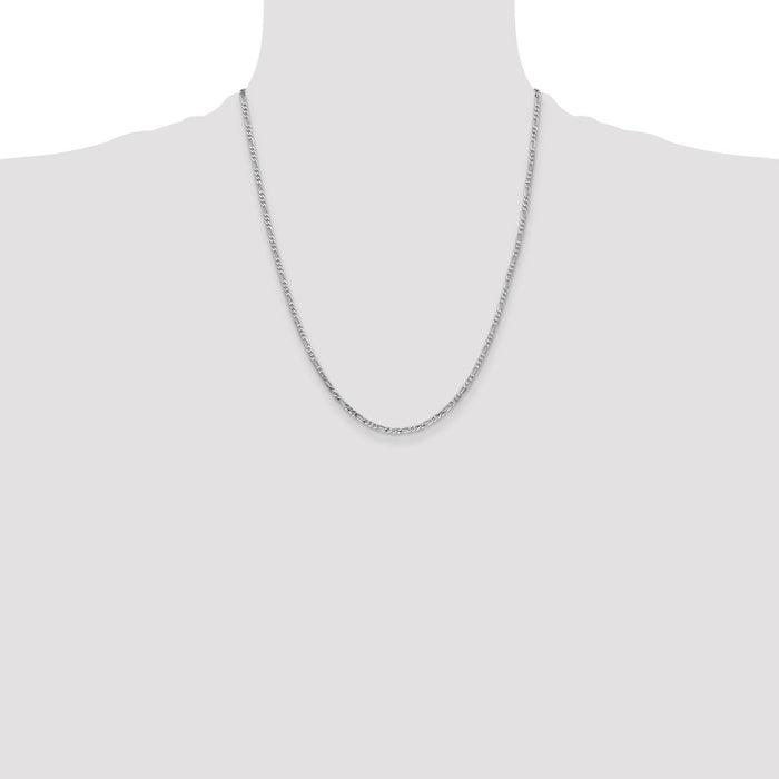 Shop Stylish 22-Inch 14K White Gold Flat Figaro Chain, 2.25mm - Luxury Value!-4