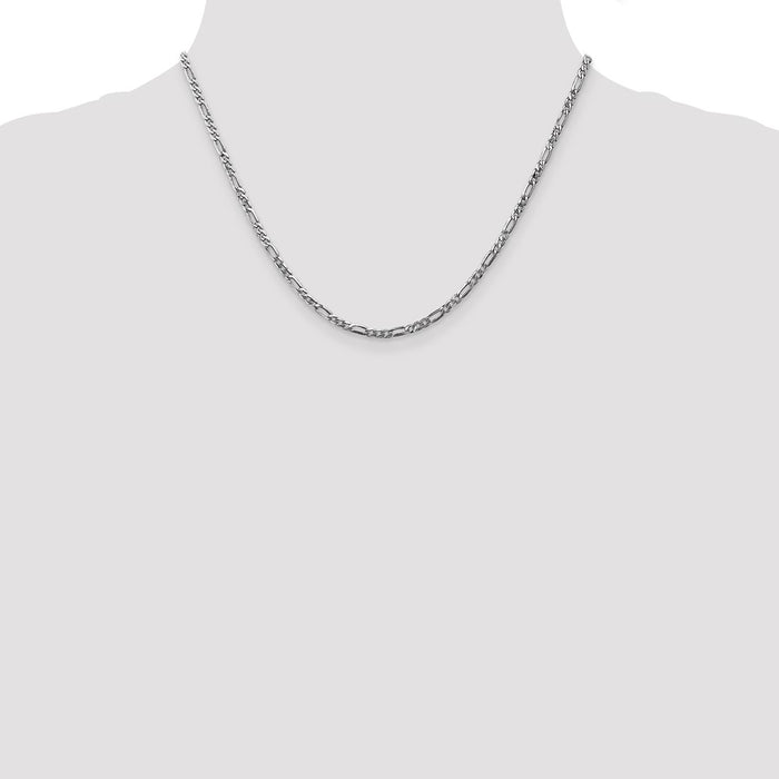 Exclusive 14K White Gold 18-Inch Flat Figaro Chain - Stylish 2.75mm Design-4