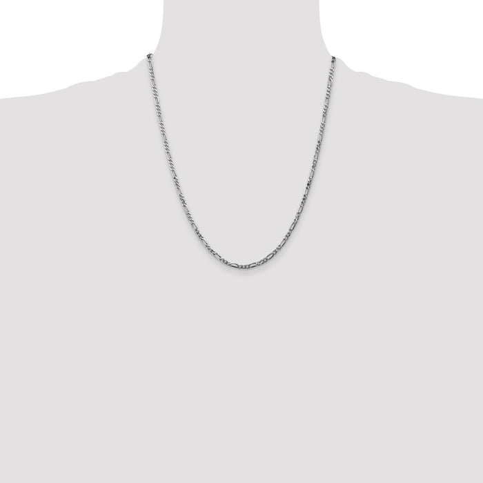 Buy Stylish 22-Inch 14K White Gold 2.75mm Flat Figaro Chain - Luxury Value!-4