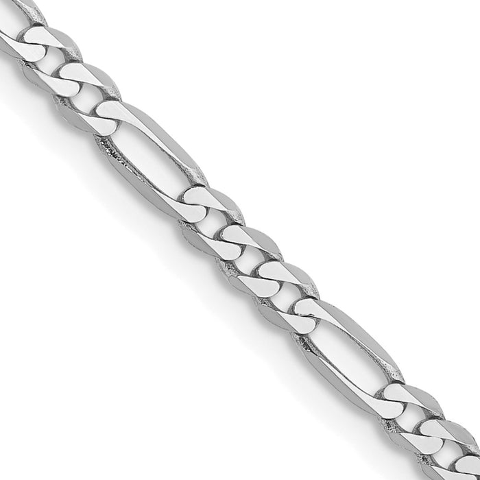 High-Quality 14K White Gold 24-Inch Flat Figaro Chain - Stylish 2.75mm Design-1