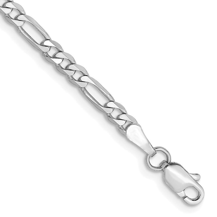 Exclusive 14K White Gold 10-Inch 3mm Flat Figaro Anklet - Stylish Luxury!-1
