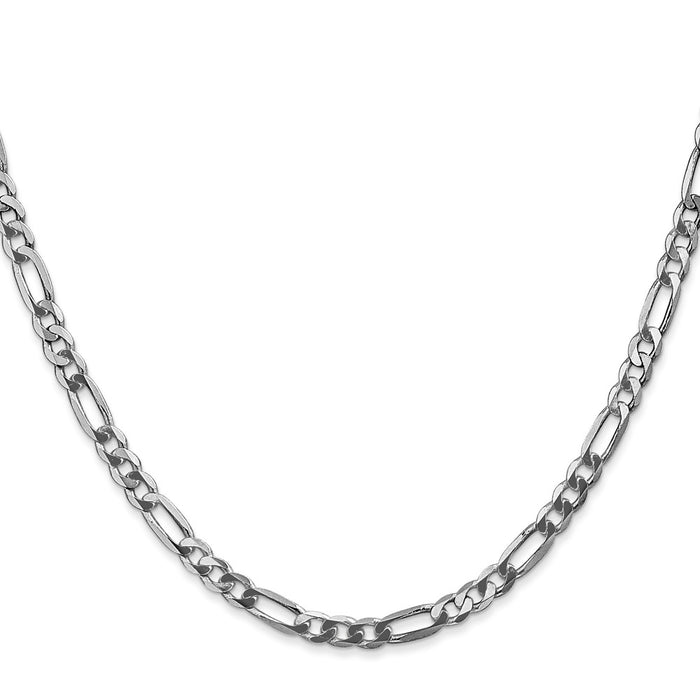 Buy Stylish 14K White Gold Flat Figaro Chain - 16-Inch, 4mm, Affordable Luxury-2