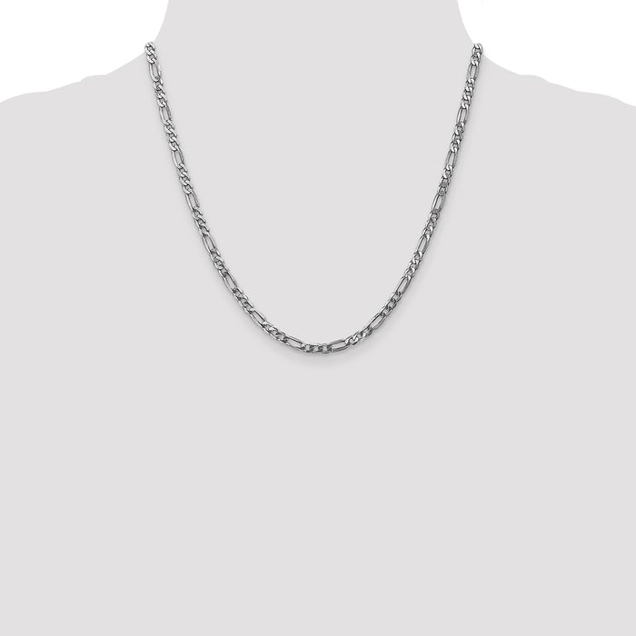 Exclusive 14K White Gold 20-Inch 4mm Flat Figaro Chain - Affordable Luxury-4
