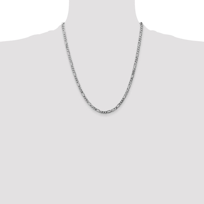 Shop Stylish 22-Inch 4mm 14K White Gold Flat Figaro Chain - Luxury Quality-4