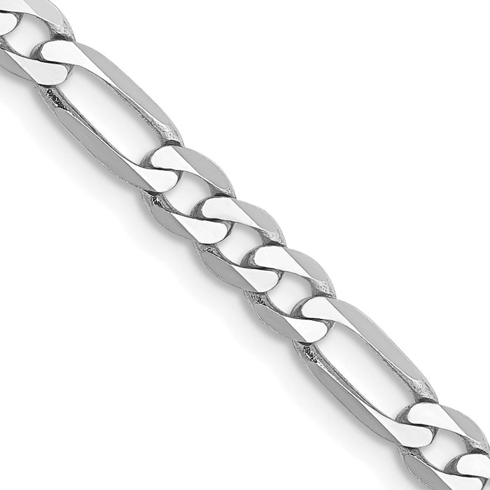 Exclusive 14K White Gold 20-Inch 4mm Flat Figaro Chain - Affordable Luxury-1