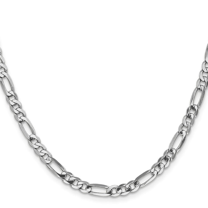 Buy 14K White Gold 18-Inch Flat Figaro Chain - Stylish & Affordable Design-2