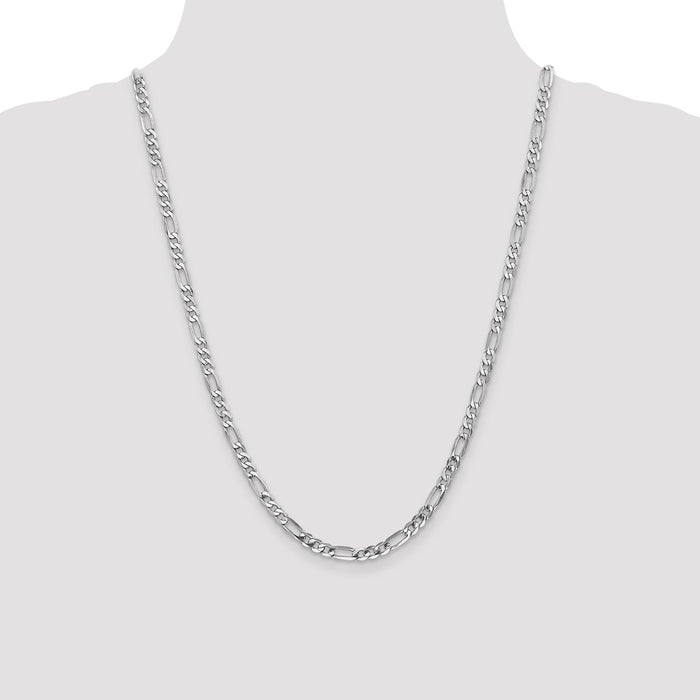 Buy Stylish 14K White Gold 24-Inch Flat Figaro Chain - 4.5mm Luxury Jewelry-4