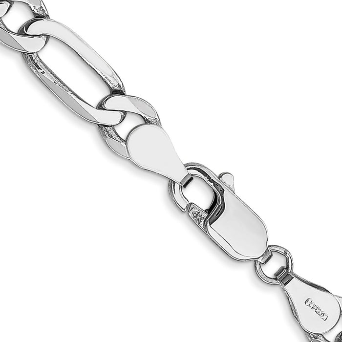 Buy Stylish 22-Inch 14K White Gold Flat Figaro Chain, 5.5mm - Luxury Value!-3