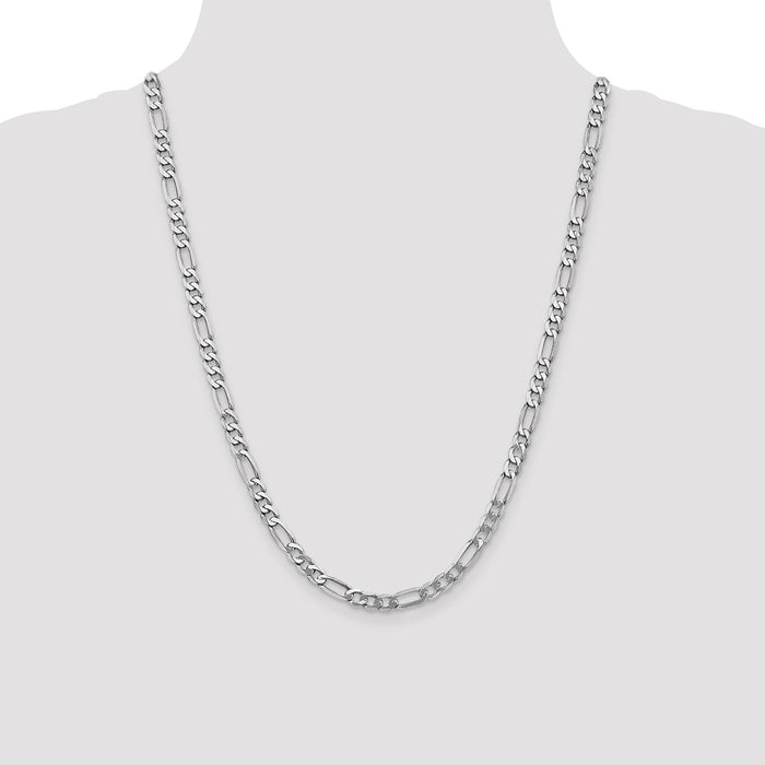 Buy Stylish 14K White Gold 24-Inch Flat Figaro Chain - 5.5mm, Luxury Design-4