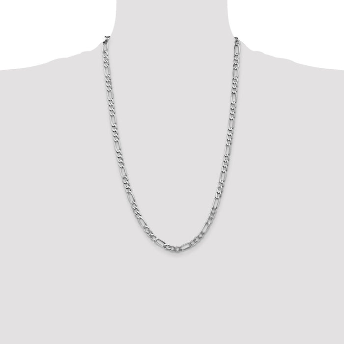 Shop Stylish 14K White Gold 26-Inch Flat Figaro Chain - Luxury 5.5mm Design-4