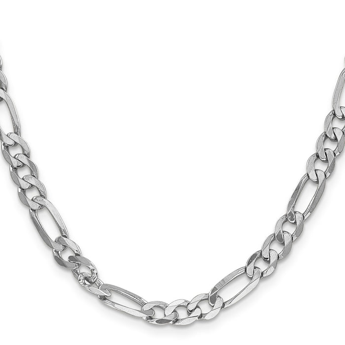 Buy Exclusive 14K White Gold 26-Inch Flat Figaro Chain - Stylish 6mm Design-2