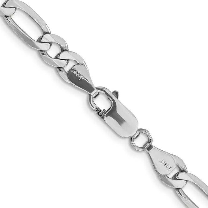 Buy Stylish 14K White Gold 20-Inch Flat Figaro Chain - 6mm, Lobster Clasp-3